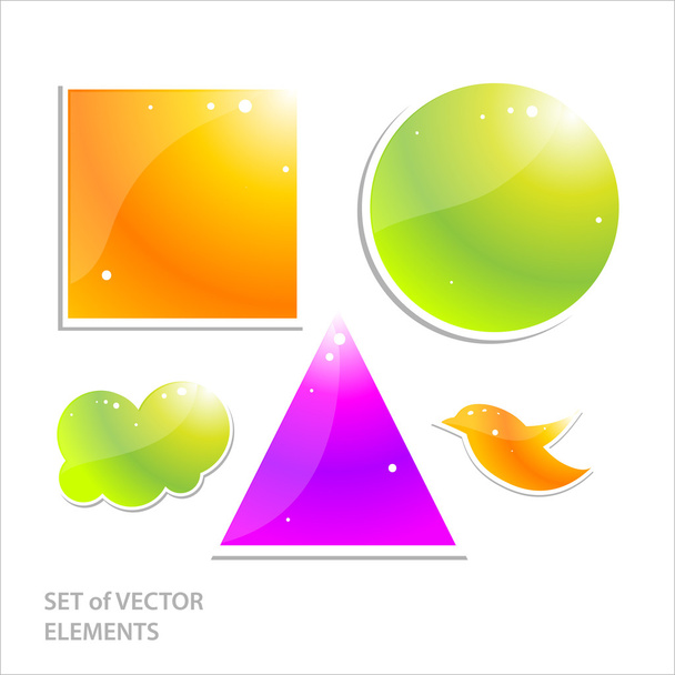 Collection of brightly colored, glossy web elements. - Vector, imagen