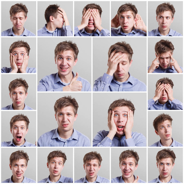 Набір портретів молодого чоловіка з різними емоціями
 - Фото, зображення