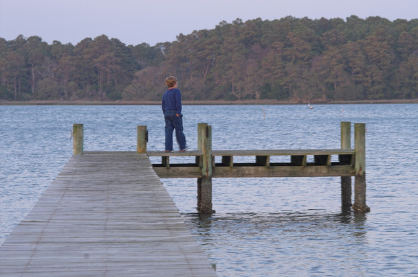 Boy on a Pier - Photo, Image