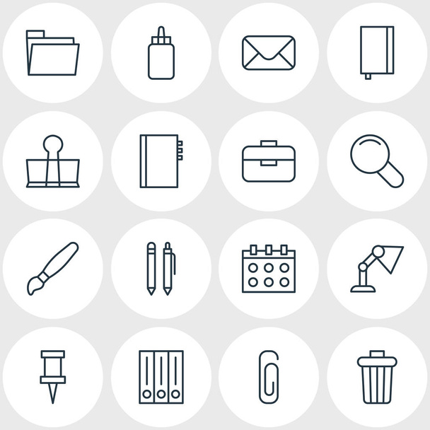 Vector Illustration Of 16 Tools Icons. Editable Pack Of Zoom, Adhesive, Date And Other Elements. - Vektor, obrázek