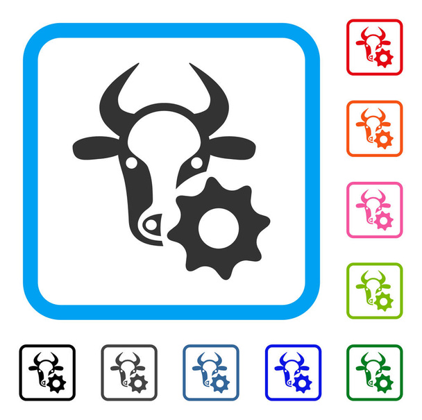 Cow Options Gear Framed Icon - Vetor, Imagem