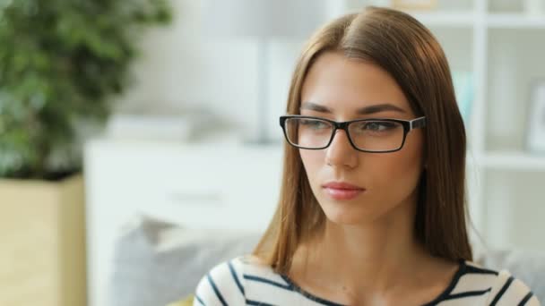 woman in stylish glasses - Кадри, відео
