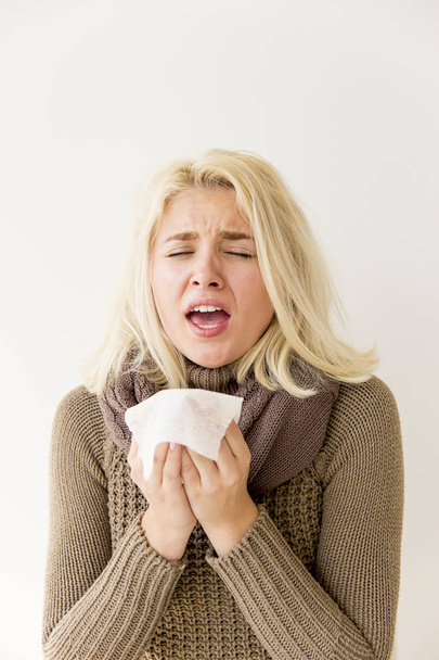 Girl having flu - Фото, зображення