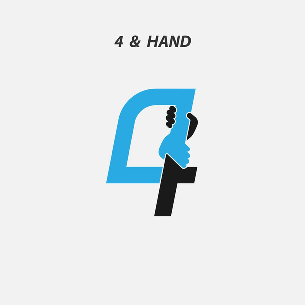 Créatif 4- Nombre icône abstraite et mains icône design vecteur te
 - Vecteur, image
