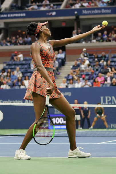 Grand Slam champion Venus Williams of United States in action during her round 4 match at 2017 US Open - Valokuva, kuva