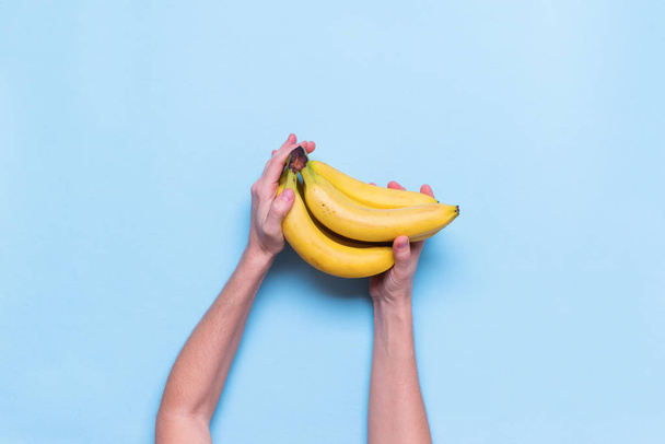 Fresh Juice Fruit Banana Color Blue Flat Lay - Фото, зображення