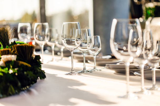 Table served with glasses - Foto, Imagen