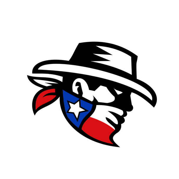 Bandido de Texas Cowboy lado Retro - Vector, Imagen