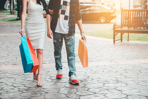 Couple Enjoying Romance Spending shopping bags Fashion shopping  - 写真・画像