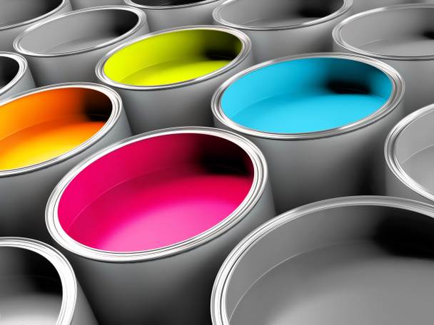 vykreslený barevné kbelíky - Fotografie, Obrázek