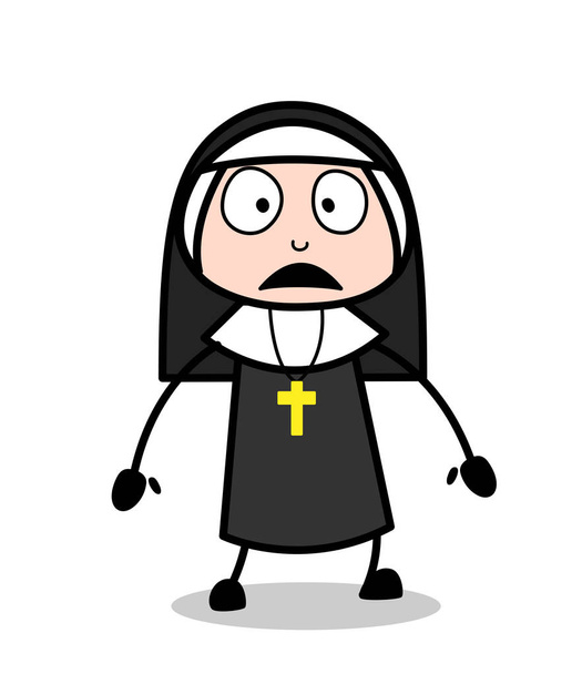 Cara franzina Cartoon Nun Expression Vector
 - Vetor, Imagem