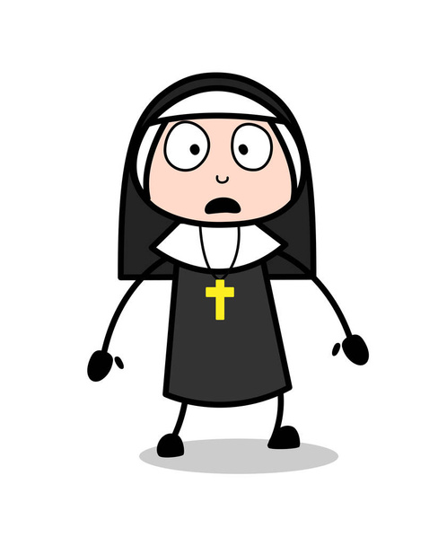 Sarjakuva nunna ahdistunut kasvot Expression vektori
 - Vektori, kuva
