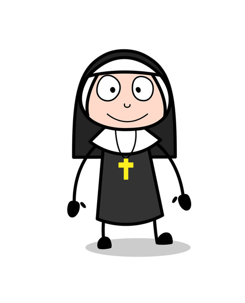 Dessin animé Happy Nun expression du visage de caractère
 - Vecteur, image