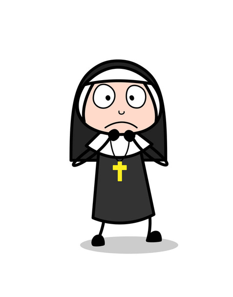 恐ろしい修道女の女性の表情 - ベクター画像
