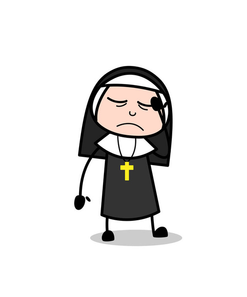 Upset Nun Sad Face Vector Illustration - Vector, Image