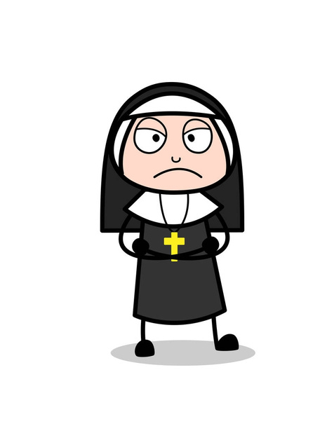 Cartoon Nun Pouting Face Vector - Vector, Image