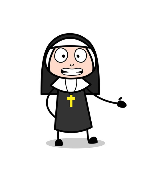 Sarjakuva uskonnollinen nunna Grimacing Face Expression vektori
 - Vektori, kuva