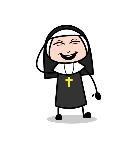 Joyful Nun Menina rindo em voz alta Vector Ilustração
 - Vetor, Imagem