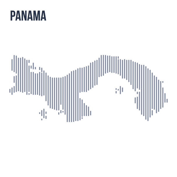Vector abstract hatched map of Panama with vertical lines isolated on a white background. Travel vector illustration. - Vector, Image