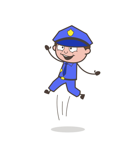 Joyful Inspector Jumping in Excitement Vector - Vector, Image