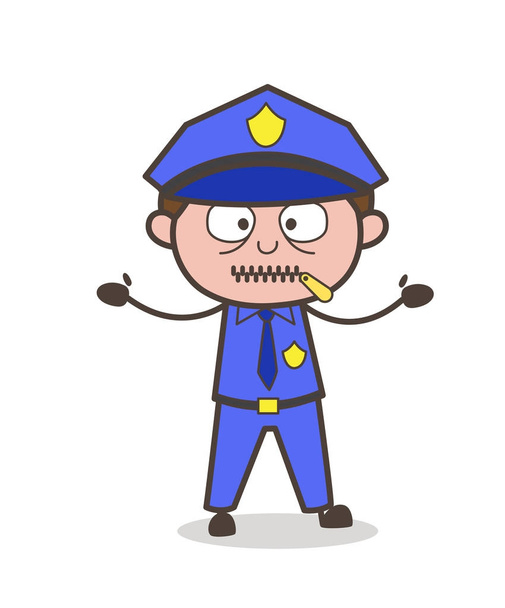 Διάνυσμα κινουμένων σχεδίων αξιωματικός πρόσωπο φερμουάρ-στόμα - Διάνυσμα, εικόνα