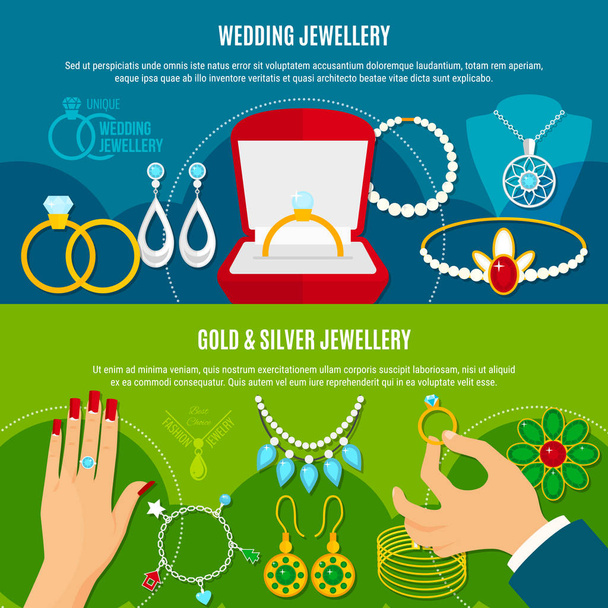 Svatební šperky horizontální bannery - Vektor, obrázek
