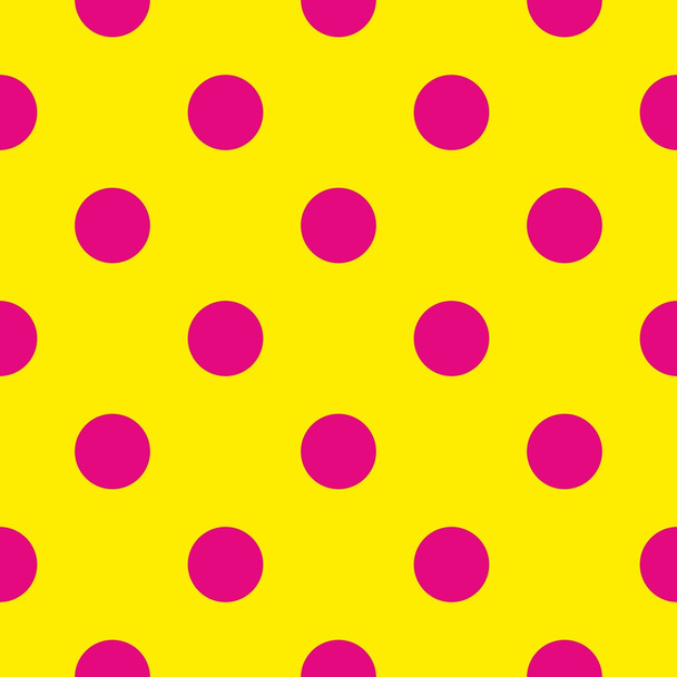 Patrón o textura vectorial sin costuras con lunares rosados de neón sobre fondo amarillo soleado
 - Vector, imagen