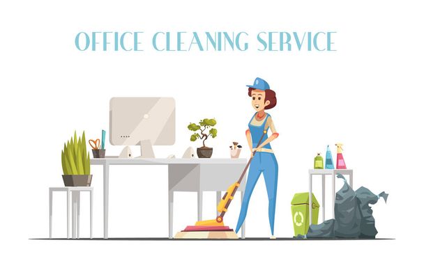 Γραφείο καθαρισμού υπηρεσία σχεδιαστική φιλοσοφία - Διάνυσμα, εικόνα