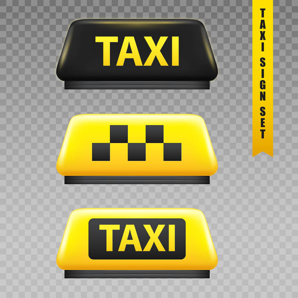 Taxi Sign Transparent Set - Vettoriali, immagini