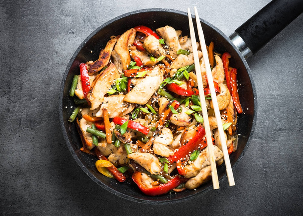Chicken stir fry with   vegetables. - Photo, Image