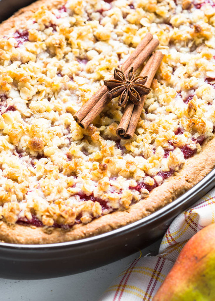 Autumn pie crumble with fruit ginger and spices.  - Photo, Image