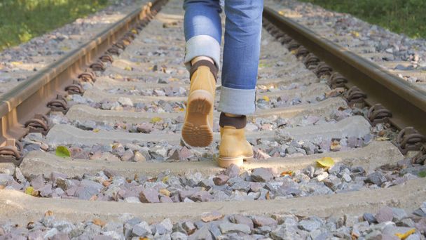 Walking on railroad track - Zdjęcie, obraz