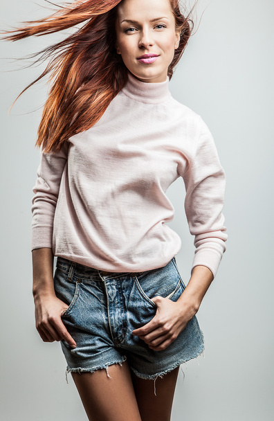 Pretty redhead young woman - Фото, зображення