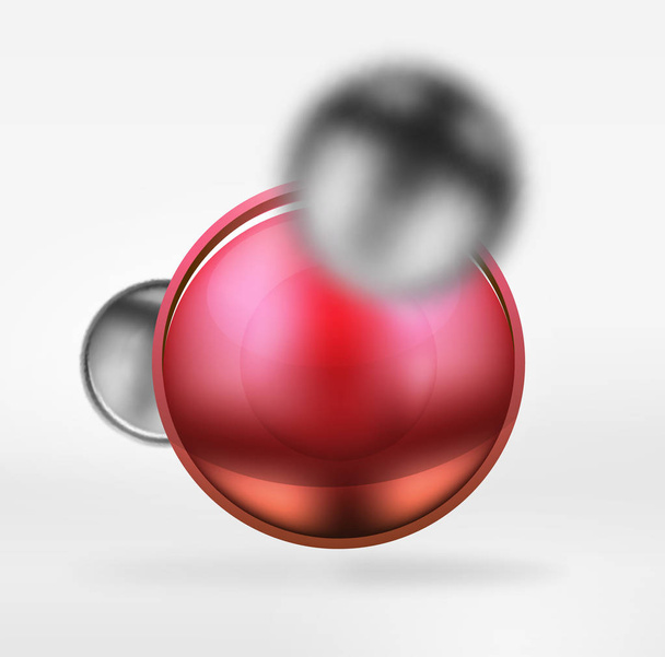 Tech blurred spheres and round circles with glossy and metallic surface - Vector, Image
