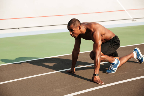 Portrait of a concentrated healthy afro american sportsman - Fotó, kép