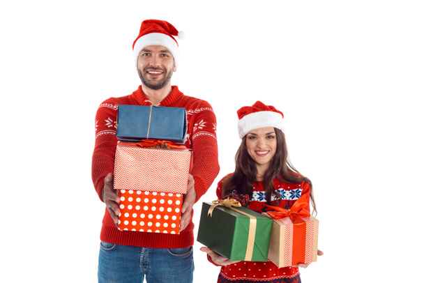 couple with christmas gifts - Φωτογραφία, εικόνα