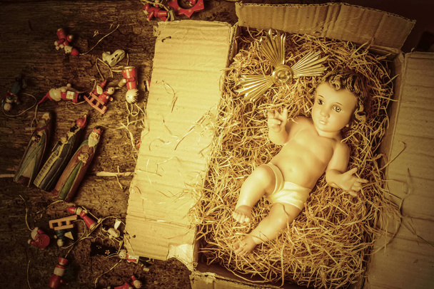 赤ん坊イエス ・ キリスト クリスマス装飾 - 写真・画像