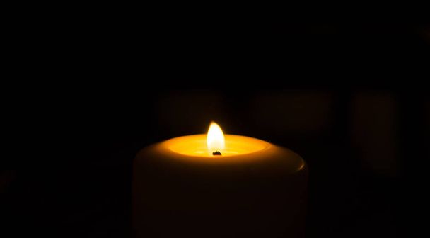 Fire Candle In Black - Foto, Imagen