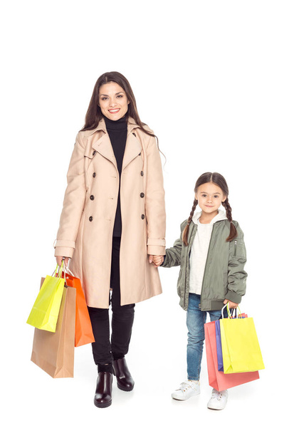 matka a dcera s nákupní tašky - Fotografie, Obrázek