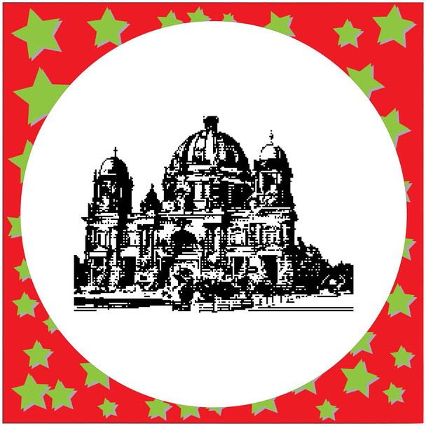 negro 8-bit Berlin Cathedral Alemania vector ilustración aislado sobre fondo blanco
 - Vector, imagen