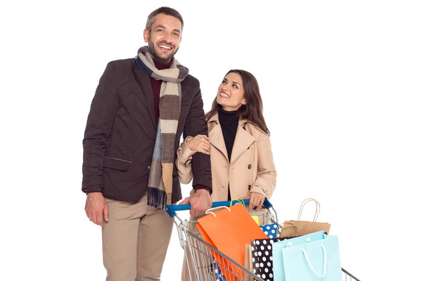 couple with shopping cart  - Foto, Bild