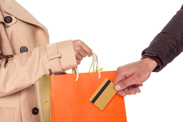 shopping bags and credit card - Foto, Bild