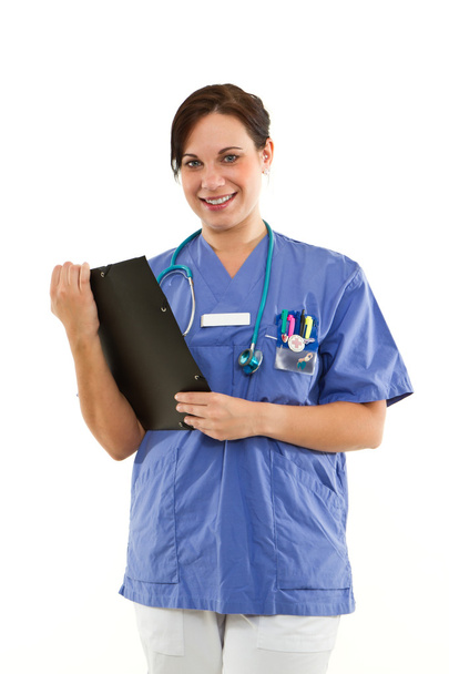 Médica sorridente com caderno
 - Foto, Imagem