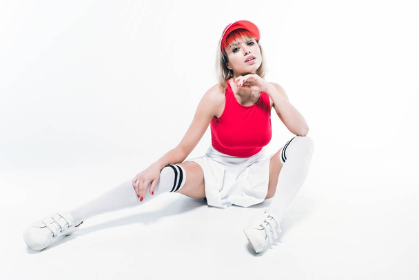 mujer rubia en ropa deportiva de tenis
 - Foto, imagen