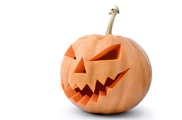 Jack 's Kopf einer Laterne aus Kürbis für Halloween geschnitzt - Foto, Bild