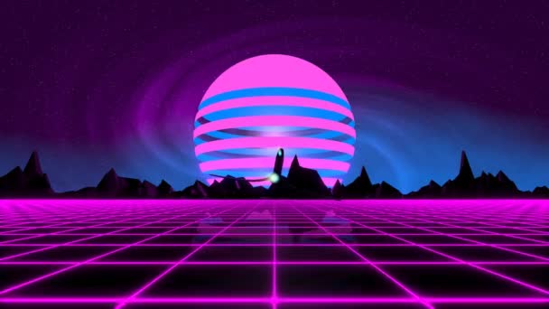 VJ 80-as évek Synthwave horizont - Felvétel, videó