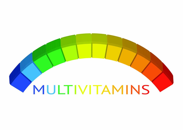 Multivitamin etiket ilham, simge kavramı vitaminler, izole vektör  - Vektör, Görsel
