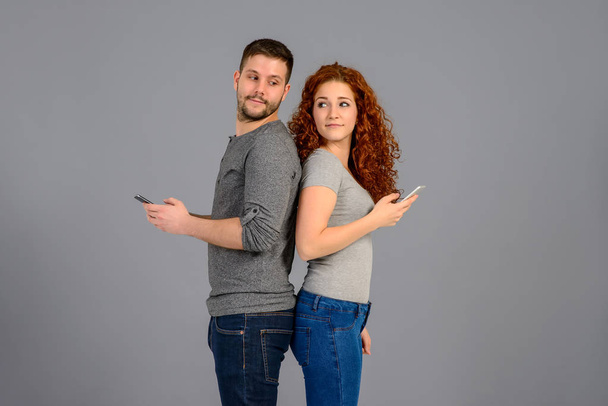 Nice young couple in the studio   - Photo, Image