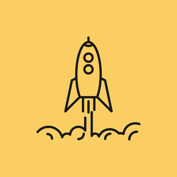 Isolated linear icon of business rocket rises up - Vector, Image