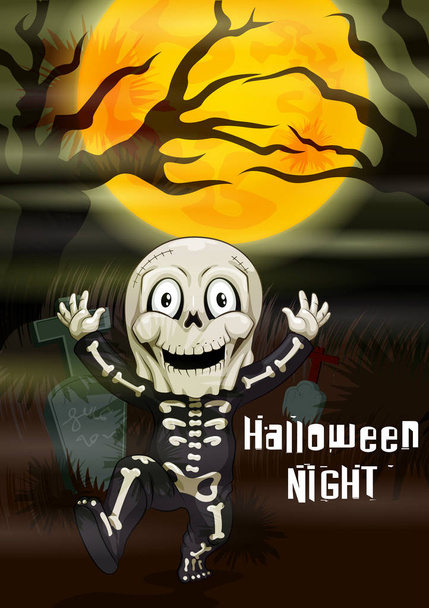 Happy Halloween hanunted achtergrond met kinderen in eng kostuum - Vector, afbeelding